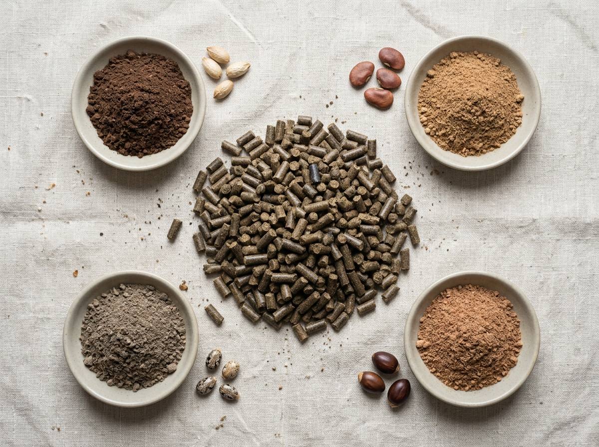 Blended oil cake pellets