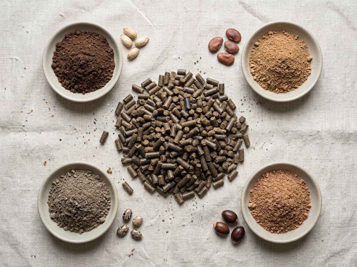 Blended oil cake pellets