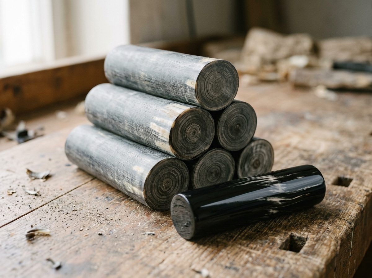 Cured buffalo horn rolls in several colour grades