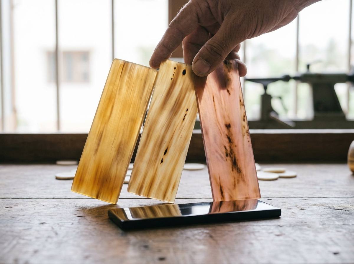 Ox horn plates in several colour grades